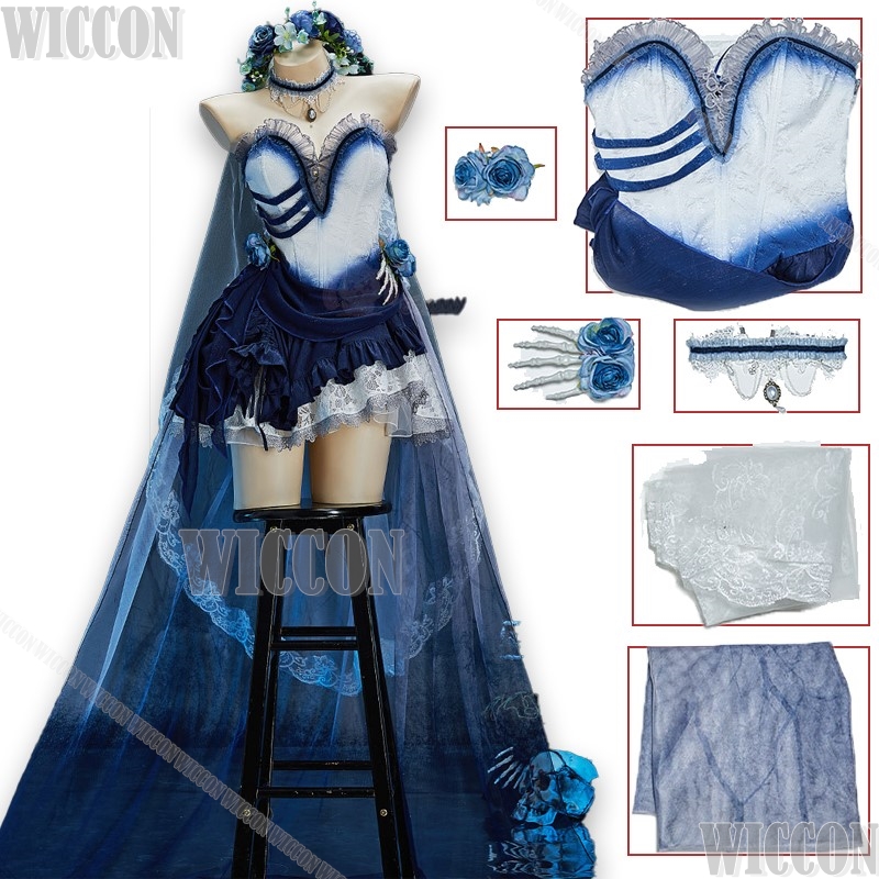 Formal Skirt - Corpse Bride Halloween Cosplay Dress Blue
