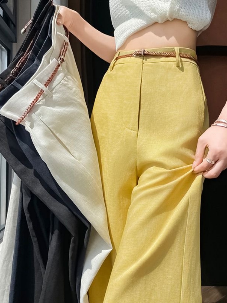 High Waist Narrow Cut Linen Co - Tailored Trouser Wide 评论和价格