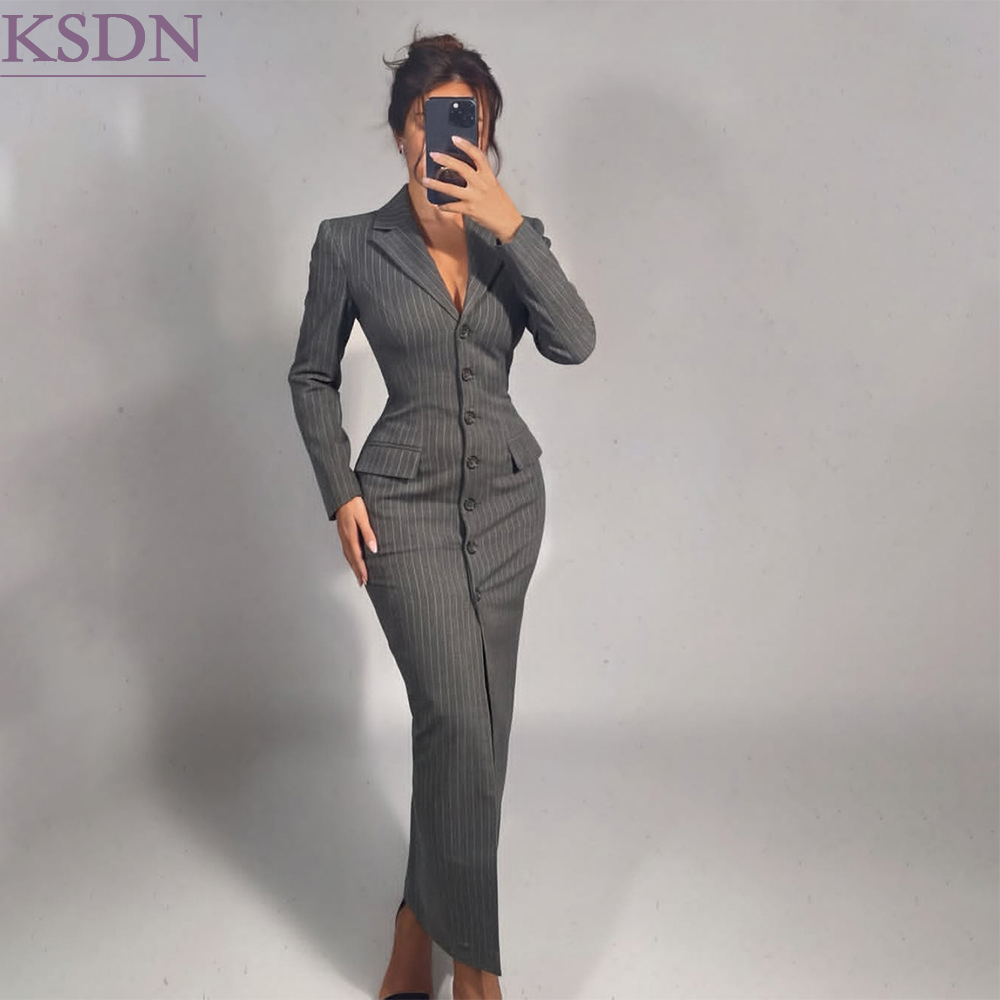 Grey Pinstripe Women Blazer Sk - Formal Skirt 评论和价格