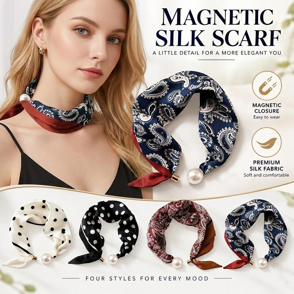 Pearl Buckle Silk Scarf Printe - Silk Blouse 评论和价格