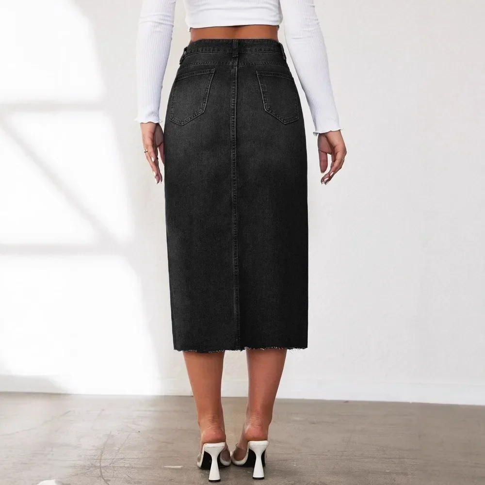 Women  Denim Midi Skirt Split  - Formal Skirt 评论和价格